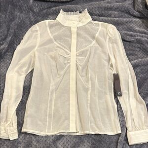 NWT Elegant Off White sz10 Sheer Blouse